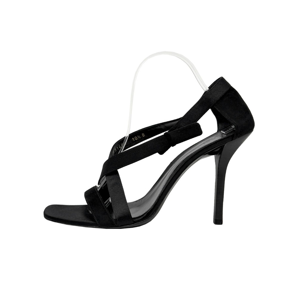 Vintage Gucci Tom Ford Black Satin Strappy Stiletto Heels US 10.5B Y2K